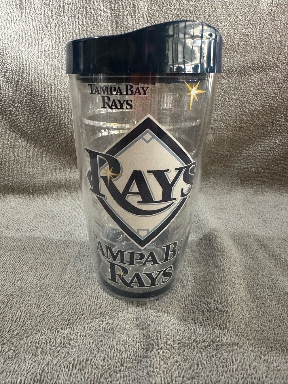 Tampa Bay Rays Clear Travel Tumbler with Navy Lid